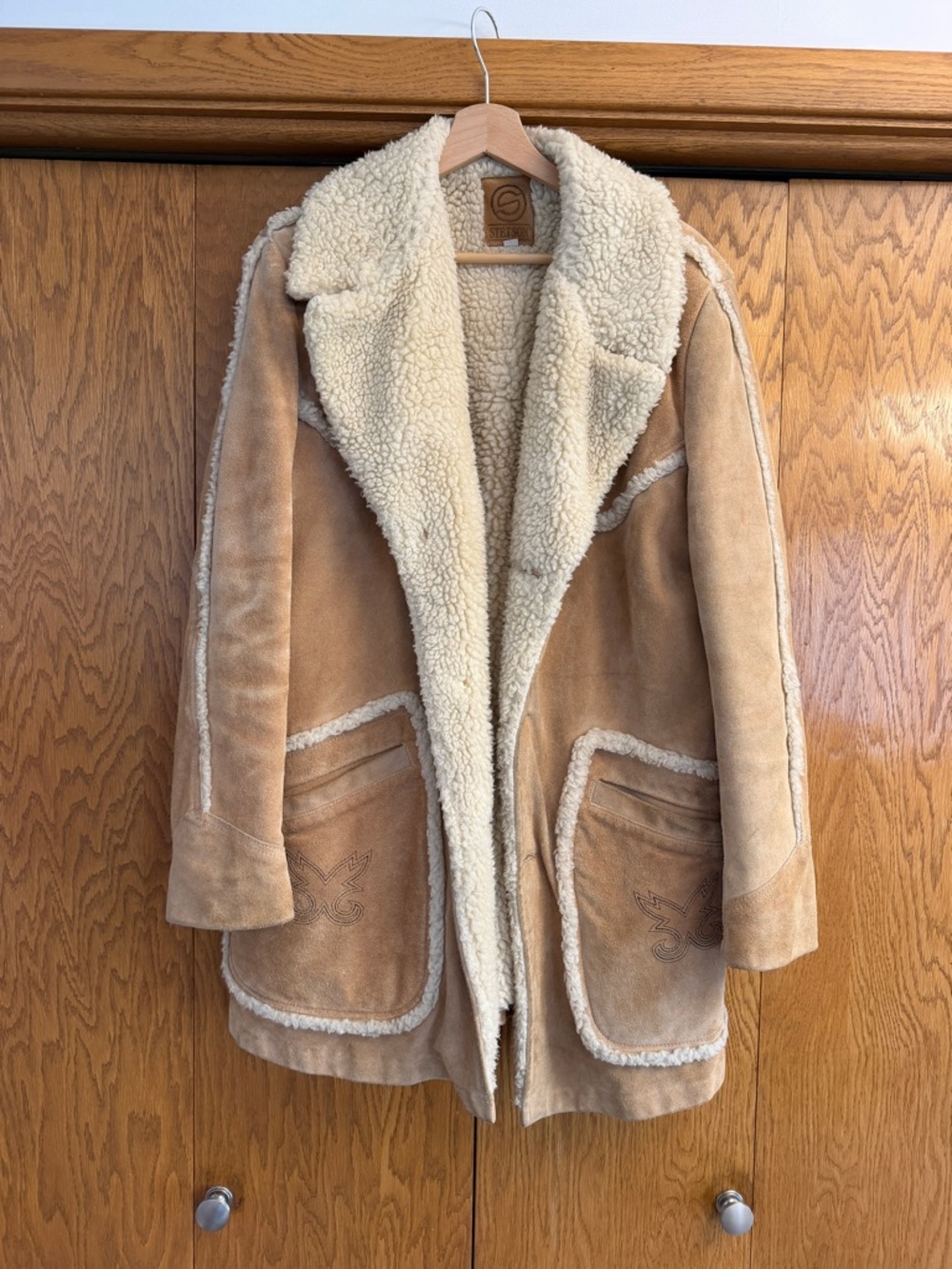 Stetson Tan Suede Teddy Shearling Coat